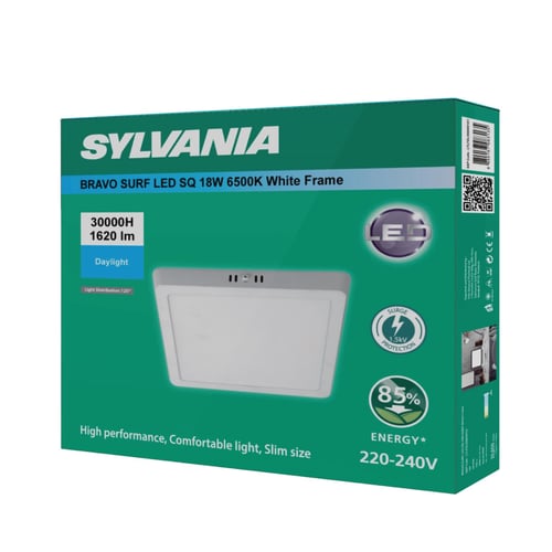 SYLVANIA โคมไฟดาวน์ไลท์ติดลอย รุ่น BRAVO SURF LED SQ 18W 6500K White Frame (หน้าเหลี่ยม) ขอบขาว แสงเดย์ไลท์
