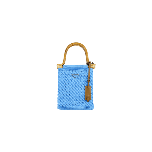 PRADA COTTON CROCHET MINI-HAND BAG LIGHT BLUE