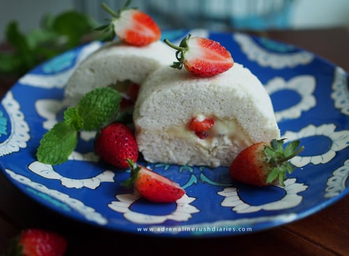 Tofu Banana Strawberry Roll Cake