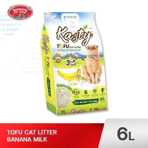 KASTY TOFU ทรายแมวเต้าหู้ Banana Milk 6L.(2.72kg.)