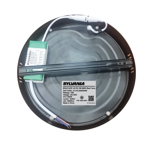 SYLVANIA โคมไฟดาวน์ไลท์ติดลอย รุ่น BRAVO SURF LED RD 18W 6500K Black Frame  (หน้ากลม) ขอบดำ แสงเดย์ไลท์ Daylight