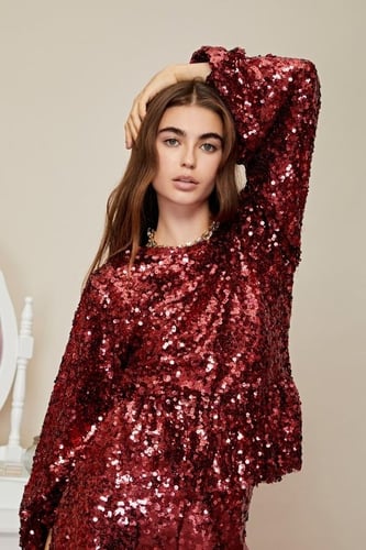 SISTER JANE - SLUMBER SEQUIN PEPLU TOP