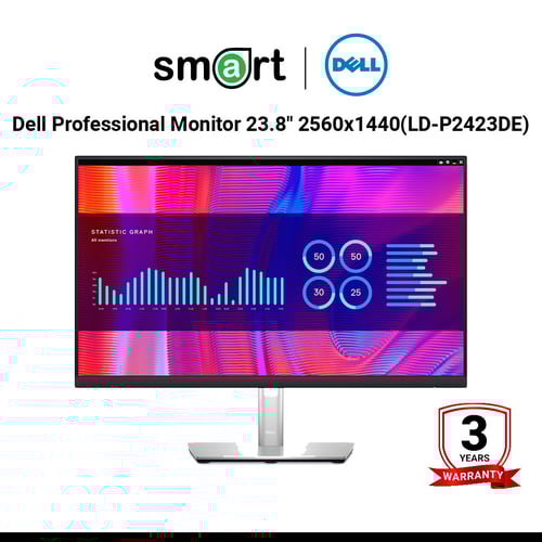 จอมอนิเตอร์  Dell Professional Monitor P2423DE, 23.8" 2560x1440, HW LBL, Ultrathin bezel