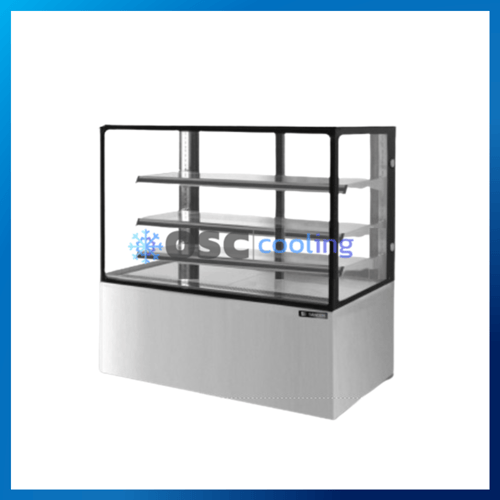 ตู้โชว์เค้กกระจกตรง 3 ชั้นวาง กว้าง 120 ซม. สีสแตนเลส "SANDEN" 19.4 คิว [SKR-1203G]