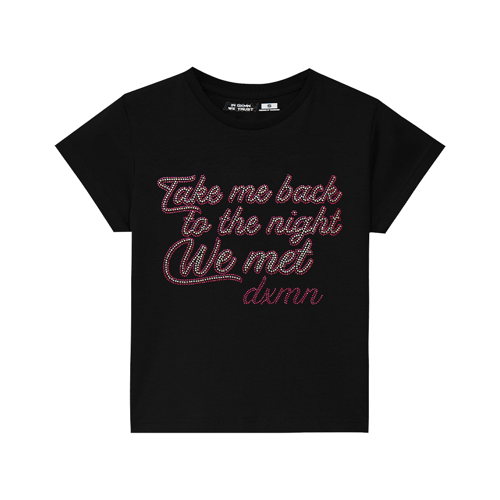 DXMN TAKE ME BACK TO THE NIGHT WE MET BABY TEE BLACK
