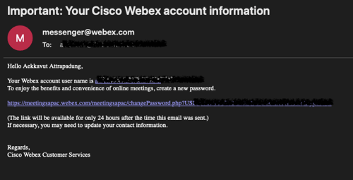 webex email confirmation