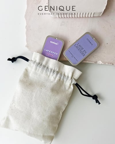 Genique พรีเมี่ยมเซท Giftset Happy Heal Aroma Relaxing Balm 2 ชิ้น ในถุงผ้า