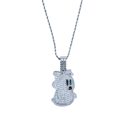 MR_GOLDss EMOJI GHOST NECKLACE SILVER