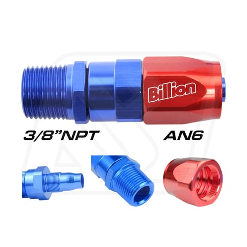 Billion ข้อต่อตรง AN6 ออกเกลียว 1/4" | 3/8" NPT