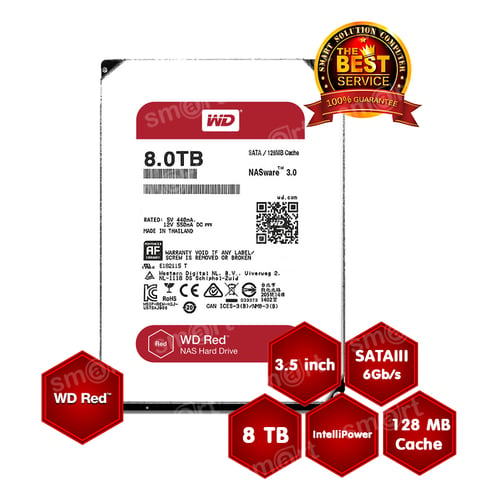 WD Red Plus NAS 8TB 3.5" 7200RPM CACHE 256MB,SATA3(6GB/S) 3YRS (WD80EFBX) |  Smart Solution Computer | ครบวงจร เรื่องอุปกรณ์ ไอที