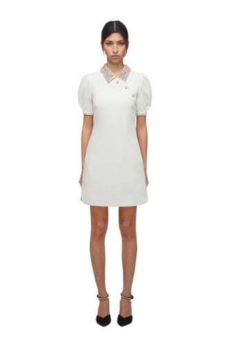 SELF-PORTRAIT - DIAMANTE COLLAR CREPE DRESS