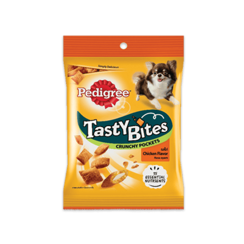 [MANOON] PEDIGREE Tasty Bites Milk เพดดิกรี ขนมสุนัข เทสตี้ ไบทส์ ครันชี่ พ็อกเก็ต รสไก่ ขนาด 60 กรัม