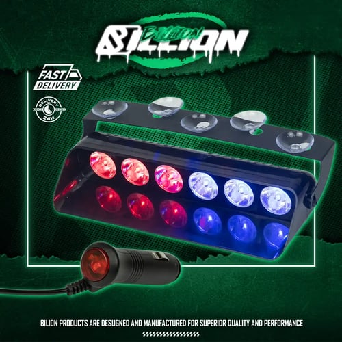 ไฟฉุกเฉินรถยนต์ LED 6 ดวง 10 โหมด Billion (เสียบที่จุดบุหรี่)