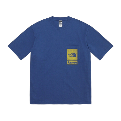 SUPREME THE NORTH FACE PRINTED POCKET T-SHIRT NAVY