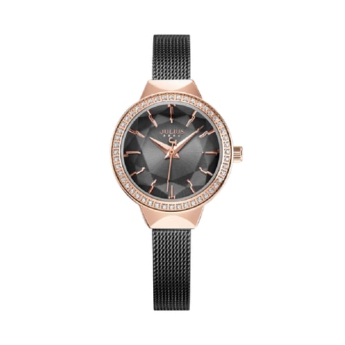 นาฬิกา Julius JA-1043 E สายสแตนเลสถัก สีดำ
