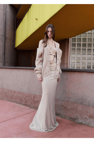 ANDREADAMO - JERSEY LONG DRESS WITH CORSET 