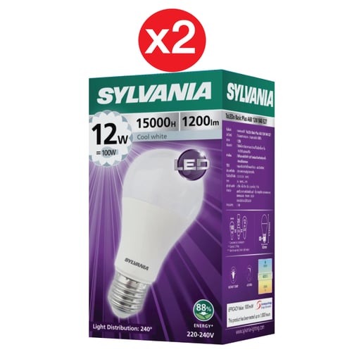 [แพ็ค 2 ]  SYLVANIA ToLEDo Basic Plus A60 12W ขั้ว E27  (CoolWhite)