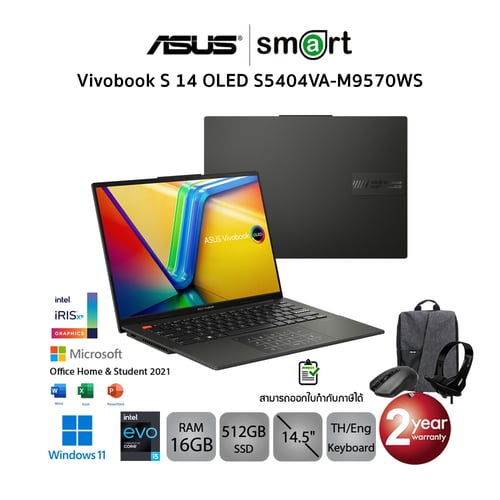 Asus Vivobook S 14 OLED S5404VA-M9570WS i5-13500H/16GB/512GB/14.5/Win11+Office2021 (Midnight Black)
