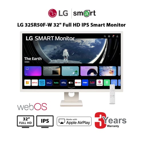 จอมอนิเตอร์  LG 32" 32SR50F-W Full HD IPS Smart Monitor with webOS