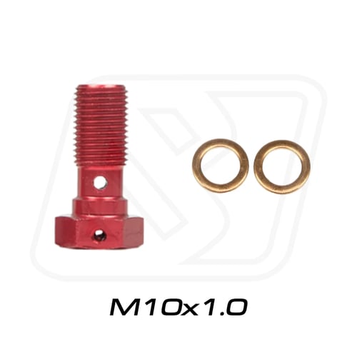 Billion ตัวหนอนบันโจ M10 x [1.0/1.25]+แหวนทองแดง M10 (BLUE/RED / BLACK)