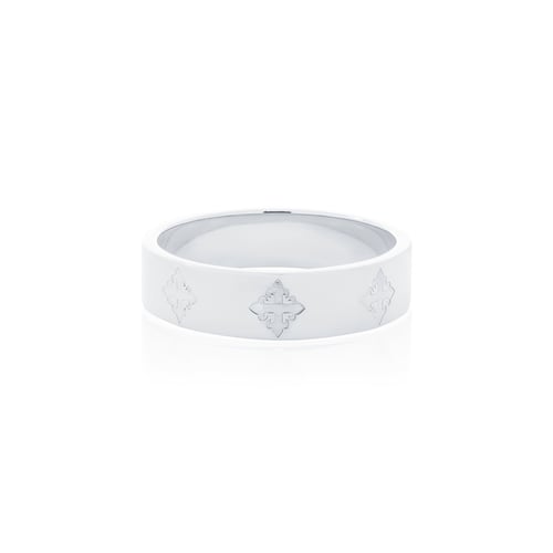 AKE AKE Rituals Cross Wedding Band GM - White Gold แหวนเงินแท้ 925 ชุบทองคำขาว (White Gold Sterling)