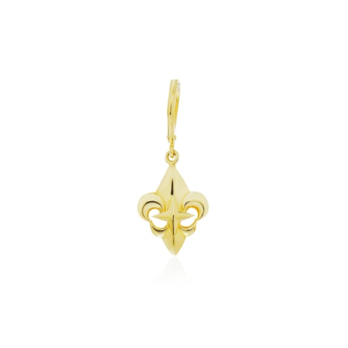 Fierce-de-lis Royal Crest earring - Gold ต่างหูเงินแท้ 925 แบบห่วงกริ๊กฮักกี้ แกะมือขัดเงาพิเศษ ชุบทองคำแท้ 24 กะรัต ประดับคริสตัล **ขายเป็นชิ้น/ข้าง