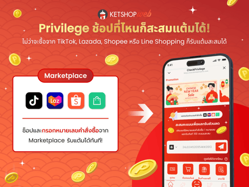 Privilege  การใช้งานระบบแลกแต้มสะสมผ่านคำสั่งซื้อ Marketplace