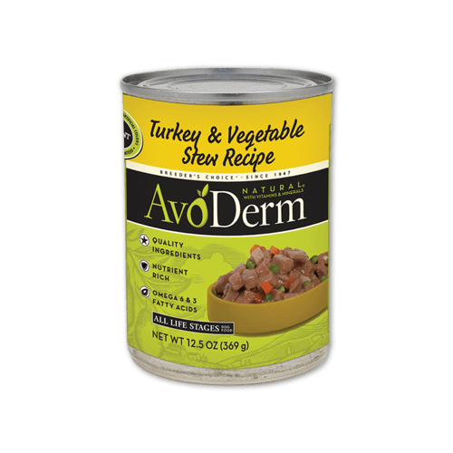 AvoDerm อโวเดิร์ม อาหารกระป๋องสำหรับสุนัข สูตรสตูเนื้อไก่งวง ขนาด 12.5 ออนซ์