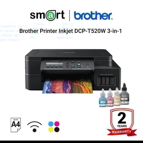 Brother Printer Inkjet DCP-T520W เครื่องพิมพ์มัลติฟังก์ชันอิงค์เจ็ท ระบบแท็งก์ 3-in-1 Print, Copy, Scan