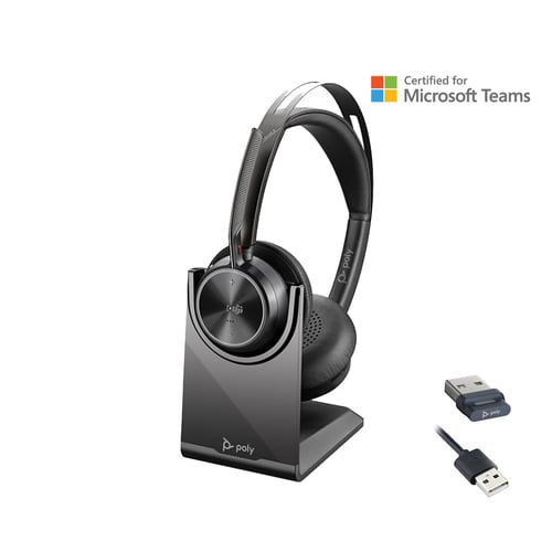 POLY VOYAGER FOCUS 2 UC USB-A CHARGE STAND WIRELESS HEADSET MICROSOFT CERTIFIED