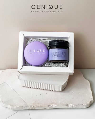 Genique พรีเมี่ยมเซท Giftset Happy Heal บาล์มมาการอง + ยาดมขวดสีชา