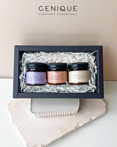 Genique พรีเมี่ยมเซท Giftset  Happy Heal ยาดมขวดสีชา 3 ขวด