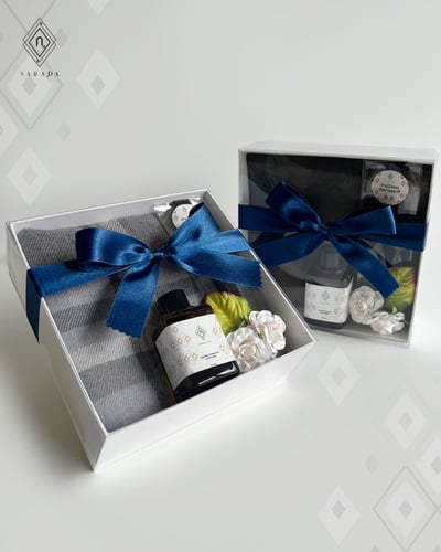 ของขวัญ ของพรีเมี่ยม ชุดเซทผ้าพันคอผ้าแคชมีน่า และก้านไม้หอม NRS05