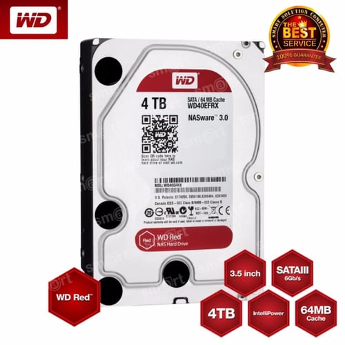 WD HD CAVIAR RED NAS 4TB 3.5" 5400RPM CACHE 128MB,SATA3(6GB/S) 3YRS (WD40EFZX)