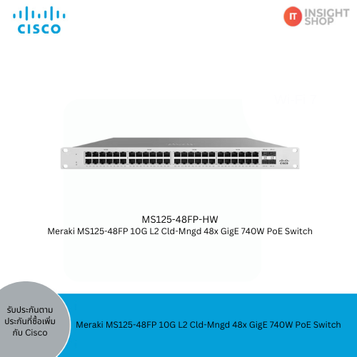 [MS125-48FP-HW] Cisco Meraki MS125-48FP 10G L2 Cld-Mngd 48x GigE 740W PoE Switch