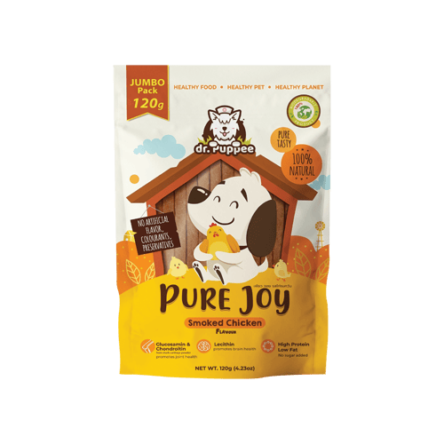 [MANOON] PURE JOY Smoked Chicken Flavour เพียวจอย ขนมสุนัขเพื่อสุขภาพ สูตรไก่รมควันขนาด 120 กรัม