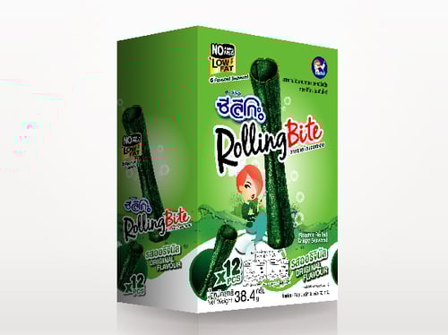 ซีลีโกะ Rolling Bite สาหร่ายม้วนอบกรอบ รสออริจินัล 12 ชิ้น/กล่อง (ขนาด 33.6 กรัม)