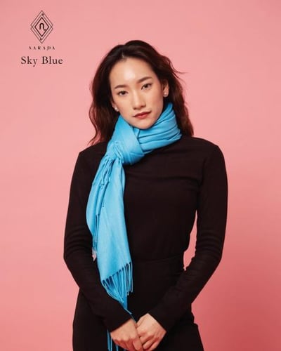 ผ้าพันคอแคชเมียร์  Sky Blue