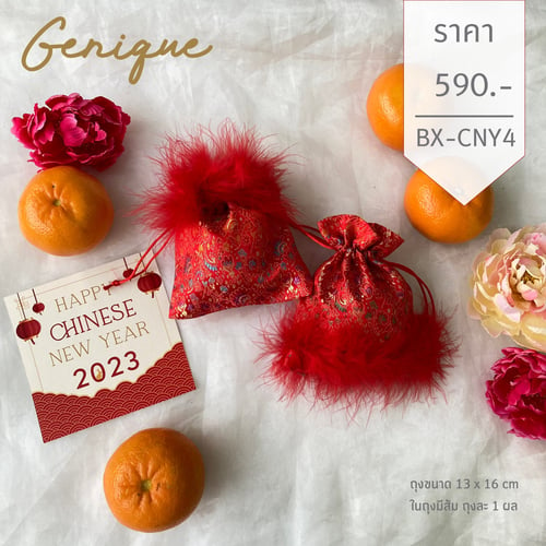 BX-CNY4 พรีเมี่ยมเซทตรุษจีน ถุงสีแดง พร้องการ์ด Happy chinese new year