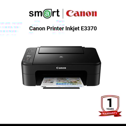 เครื่องพิมพ์อิงค์เจ็ท Canon Printer Inkjet E3370 ALL-IN-ONE Print, Scan, Copy (WiFi,Mopria,AirPrint)