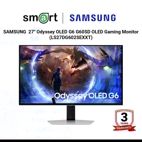 จอมอนิเตอร์  SAMSUNG&nbsp; 27" Odyssey OLED G6 G60SD OLED 2K 360Hz Gaming Monitor (OLED, HDMI, DP) - LS27DG602SEXXT