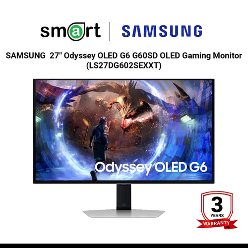 [ใช้โค้ด 11DDAYVDU500 ลด 500.-] SAMSUNG  27" Odyssey OLED G6 G60SD OLED 2K 360Hz Gaming Monitor (OLED, HDMI, DP) - LS27DG602SEXXT