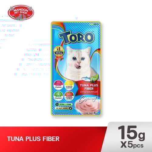TORO แมวเลีย ทูน่าผสมไฟเบอร์ สีฟ้า(15g.x5)
