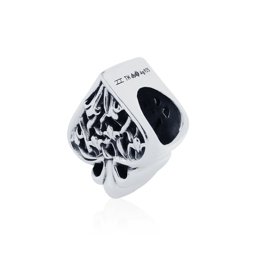 AKE AKE Spade 21 Bead บีดส์ประคำหน้าไพ่ เงินแท้ 925 ขัดเงาพิเศษ พร้อมลงดำขับลาย