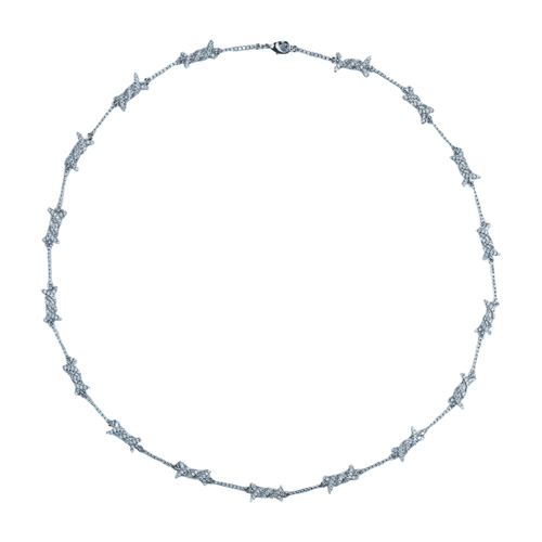 MR_GOLDss BARBED WIRE LINK 8MM CZ NECKLACE SILVER