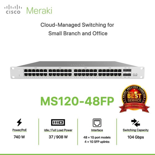 Cisco Meraki MS120-48FP Cloud-Managed Switching for Small Branch and Office