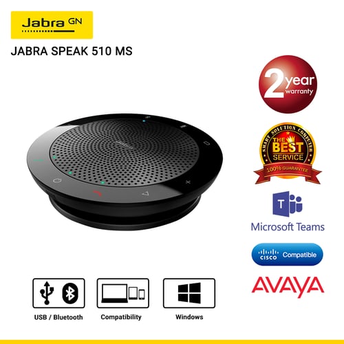 Jabra Speak 510 MS (7510-109) ลำโพงประชุมพกพา พร้อมไมค์รอบทิศทาง พร้อมปุ่ม Microsoft Teams สำหรับห้องประชุมขนาดเล็ก