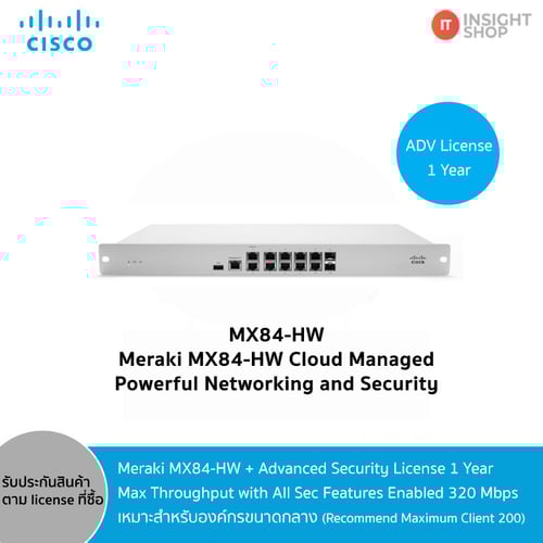 Meraki MX84-HW + Advance Security License 1 Year