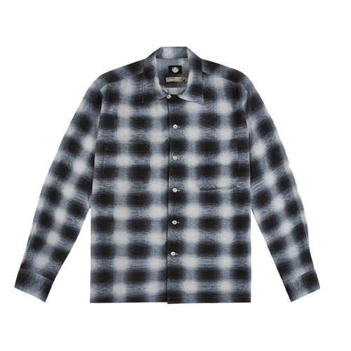 FUXURY NEW MOON RAYON PLAID SHIRT BLACK/WHITE
