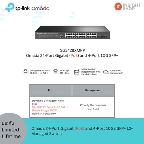 [SG3428XMPP] Omada 24-Port Gigabit (PoE) and 4-Port 10GE SFP+ L2+ Managed Switch